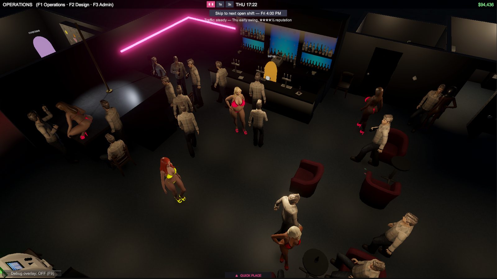 Club interior systems shot
