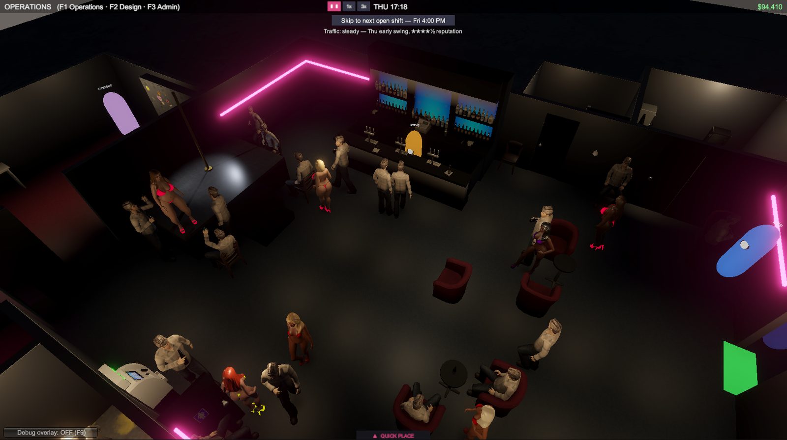 Club management gameplay
