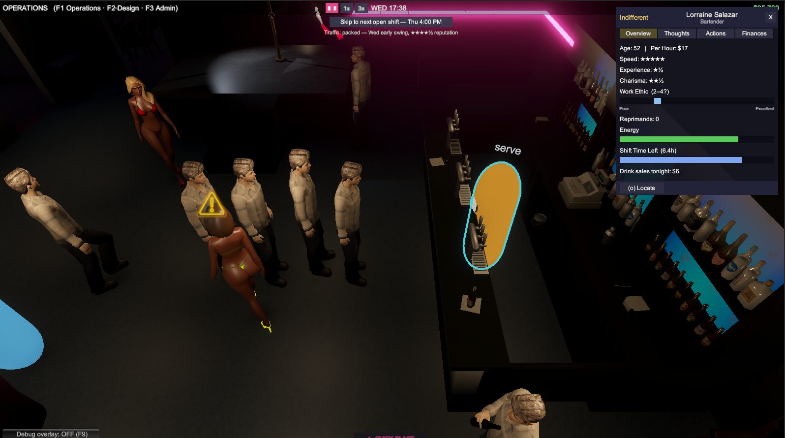 Bartender and bar service in operations